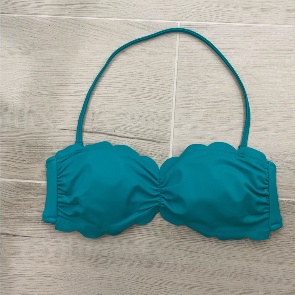Teal Scalloped Bikini Top